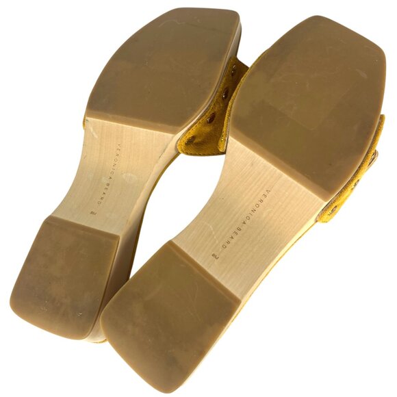 Veronica Beard Davina Suede Slip-On Sandals in Saffron Yellow Leather Size 8 - Picture 10 of 12